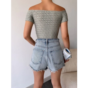 Omuz Dekolte Crop-YEŞİL