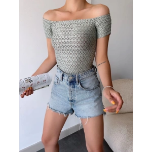 Omuz Dekolte Crop-YEŞİL