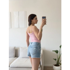Ön Bağcık Askılı Bodysuit - PEMBE