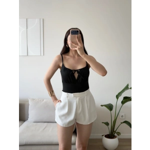 Ön Bağcık Askılı Bodysuit - SİYAH