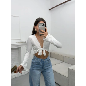 Ön Bağlamalı Crop - BEYAZ