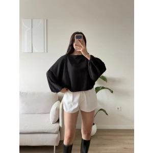 Oversize Balon Kol Bluz - SİYAH