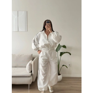 Oversize Bomber Paraşüt Takım - BEYAZ