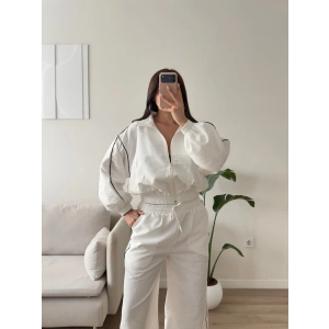 Oversize Bomber Paraşüt Takım - BEYAZ