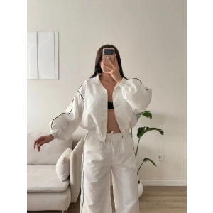 Oversize Bomber Paraşüt Takım - BEYAZ