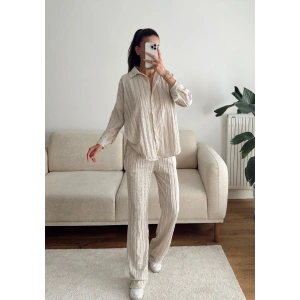 Oversize Gömlek & Pantolon Takım - BEJ