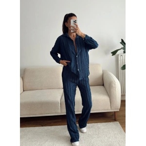 Oversize Gömlek & Pantolon Takım - LACİVERT