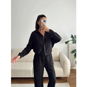 Oversize Gömlek & Pantolon Takım - SİYAH
