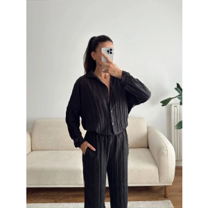 Oversize Gömlek & Pantolon Takım - SİYAH