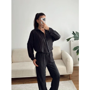 Oversize Gömlek & Pantolon Takım - SİYAH