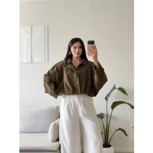Oversize Süet Balon Ceket - HAKİ