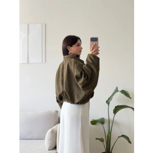 Oversize Süet Balon Ceket - HAKİ