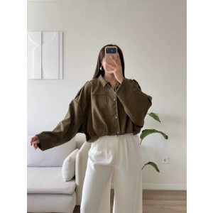 Oversize Süet Balon Ceket - HAKİ