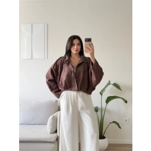 Oversize Süet Balon Ceket - KAHVE