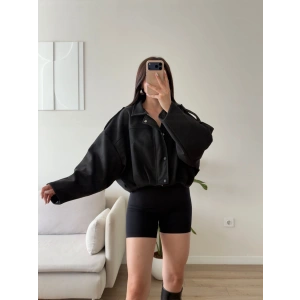 Oversize Süet Balon Ceket - SİYAH