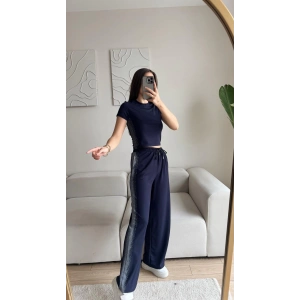 Oys Kumaş Yan Simli İkili Takım - LACİVERT