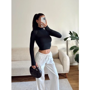 Parmak Geçmeli Balıkçı Crop - SİYAH