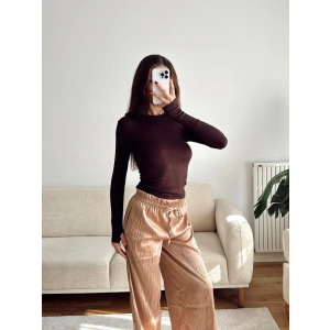 Parmak Geçmeli Basic Crop - KAHVE