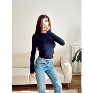 Parmak Geçmeli Basic Crop - LACİVERT