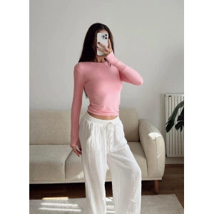 Parmak Geçmeli Basic Crop - PEMBE