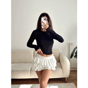 Parmak Geçmeli Basic Crop - SİYAH
