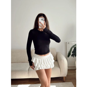 Parmak Geçmeli Basic Crop - SİYAH