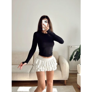 Parmak Geçmeli Basic Crop - SİYAH