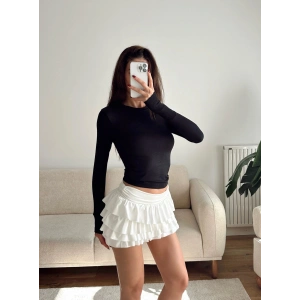 Parmak Geçmeli Basic Crop - SİYAH