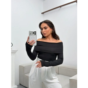 Parmak Geçmeli Madonna Bodysuit - SİYAH