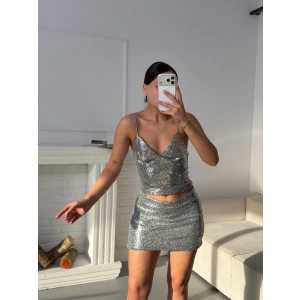 Payetli Mini Takım - GRİ