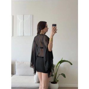 Pelerin Kol Tül Mini Elbise
