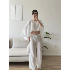 Pelerin Oversize Pareo Takım - BEYAZ