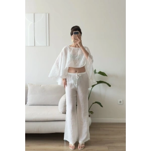 Pelerin Oversize Pareo Takım - BEYAZ
