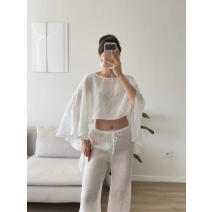 Pelerin Oversize Pareo Takım - BEYAZ