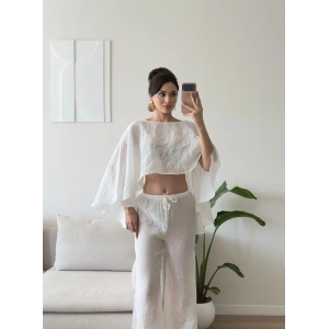 Pelerin Oversize Pareo Takım - BEYAZ