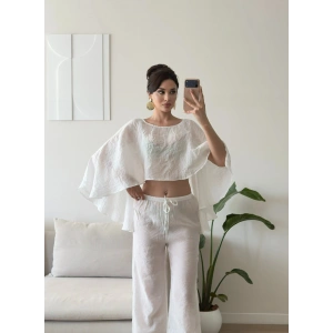 Pelerin Oversize Pareo Takım - BEYAZ
