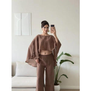 Pelerin Oversize Pareo Takım - KAHVE
