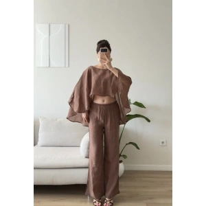 Pelerin Oversize Pareo Takım - KAHVE