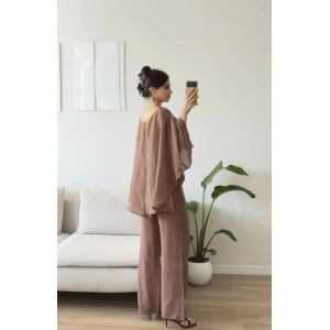 Pelerin Oversize Pareo Takım - KAHVE