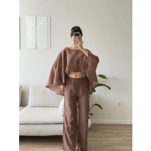 Pelerin Oversize Pareo Takım - KAHVE