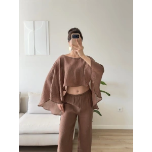 Pelerin Oversize Pareo Takım - KAHVE