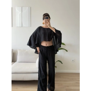 Pelerin Oversize Pareo Takım - SİYAH