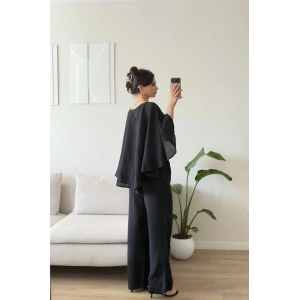 Pelerin Oversize Pareo Takım - SİYAH