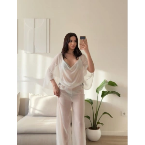 Pelerin Tül Pareo Takım - BEYAZ