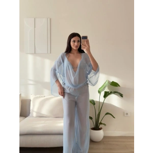 Pelerin Tül Pareo Takım - MAVİ
