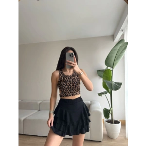 Pileli Kloş Etek-SİYAH