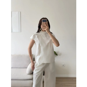Poplin Balon Pantolon Takım - BEYAZ