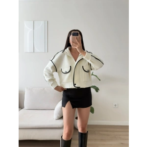 Premium Biyeli Oversize Ceket - BEYAZ