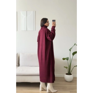 Premium Hırkalı Triko Elbise Takım - BORDO