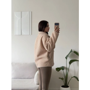 Premium Kırçıllı Oversize Ceket - BEJ